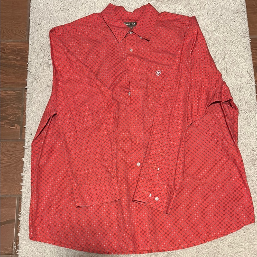 Ariat Red Dress Shirt with Long Sleeves and Smooth Fabric
